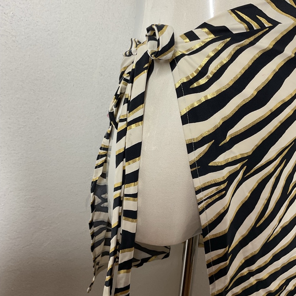 Michael Kors Zebra Print Swim Skirt Cover Up Tie Waist Size M/L Beach Resortwear - Picture 3 of 11
